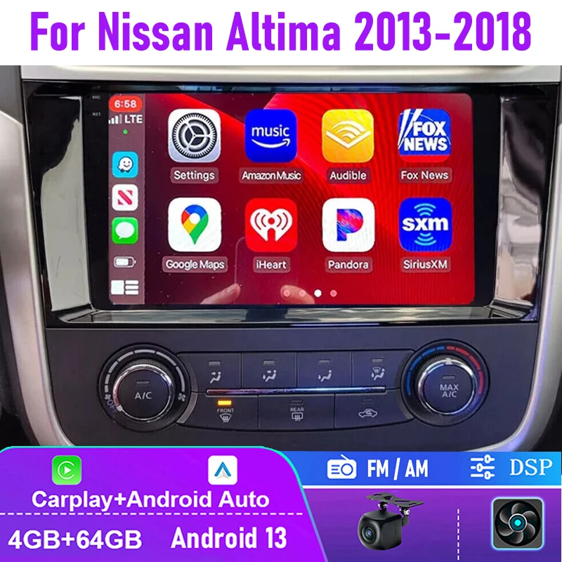 9" 4+64GB For Nissan Altima 2013-2018 Apple Carplay Android Auto Car Stereo Radio FM AM BT Head Unit
9" 4+64GB For Nissan Altima 2013-2018 Apple Carplay Android Auto Car Stereo Radio FM AM BT Head Unit