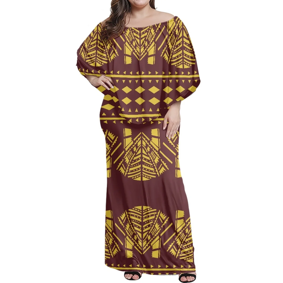 Luxury Gold Designs Polynesia Tribe Female Strapless Clothin Tattoo Printing Lady Tight Women Dresses Off-the-Shoulder
Luxury Gold Designs Polynesia Tribe Female Strapless Clothin Tattoo Printing Lady Tight Women Dresses Off-the-Shoulder