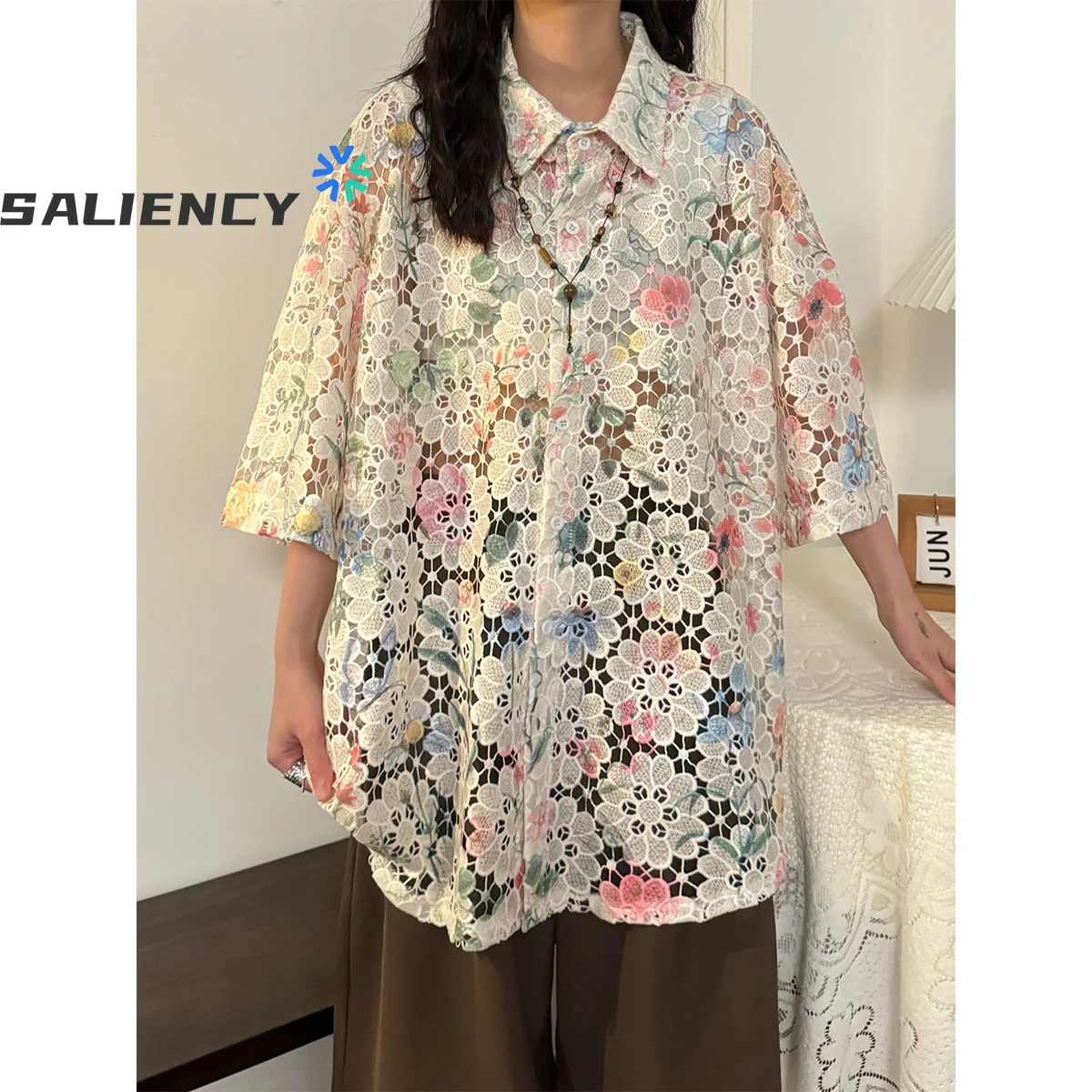 SALIENCY 2025 Summer Retro Design Large Flowers Hollow Loose Short-sleeved Shirt Blouse Women
SALIENCY 2025 Summer Retro Design Large Flowers Hollow Loose Short-sleeved Shirt Blouse Women
