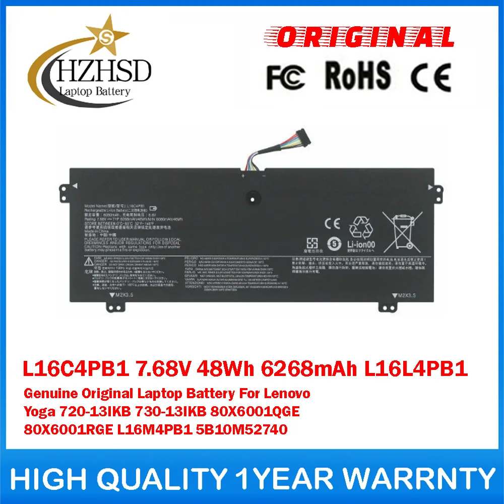 L16C4PB1 7.68V 48Wh 6268mAh L16L4PB1 Genuine Original Laptop Battery For Lenovo Yoga 720-13IKB 730-13IKB 80X6001QGE 80X6001RGE
L16C4PB1 7.68V 48Wh 6268mAh L16L4PB1 Genuine Original Laptop Battery For Lenovo Yoga 720-13IKB 730-13IKB 80X6001QGE 80X6001RGE