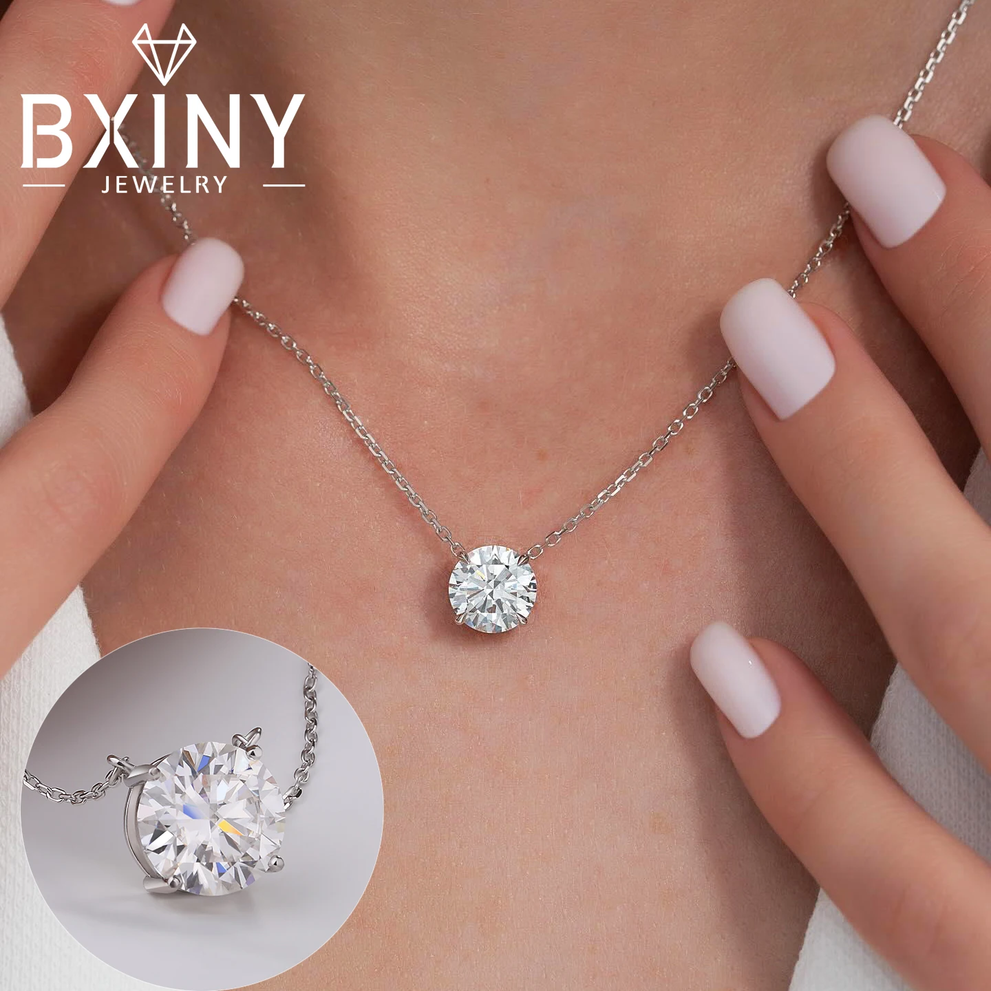 BXINY 1/2/3/5CT круглое ожерелье с подвеской из муассанита S925, серебро, 4-зубчатый пасьянс, бриллиантовая цепочка на шею для женщин, свадебные украшения GRA
BXINY 1/2/3/5CT круглое ожерелье с подвеской из муассанита S925, серебро, 4-зубчатый пасьянс, бриллиантовая цепочка на шею для женщин, свадебные украшения GRA