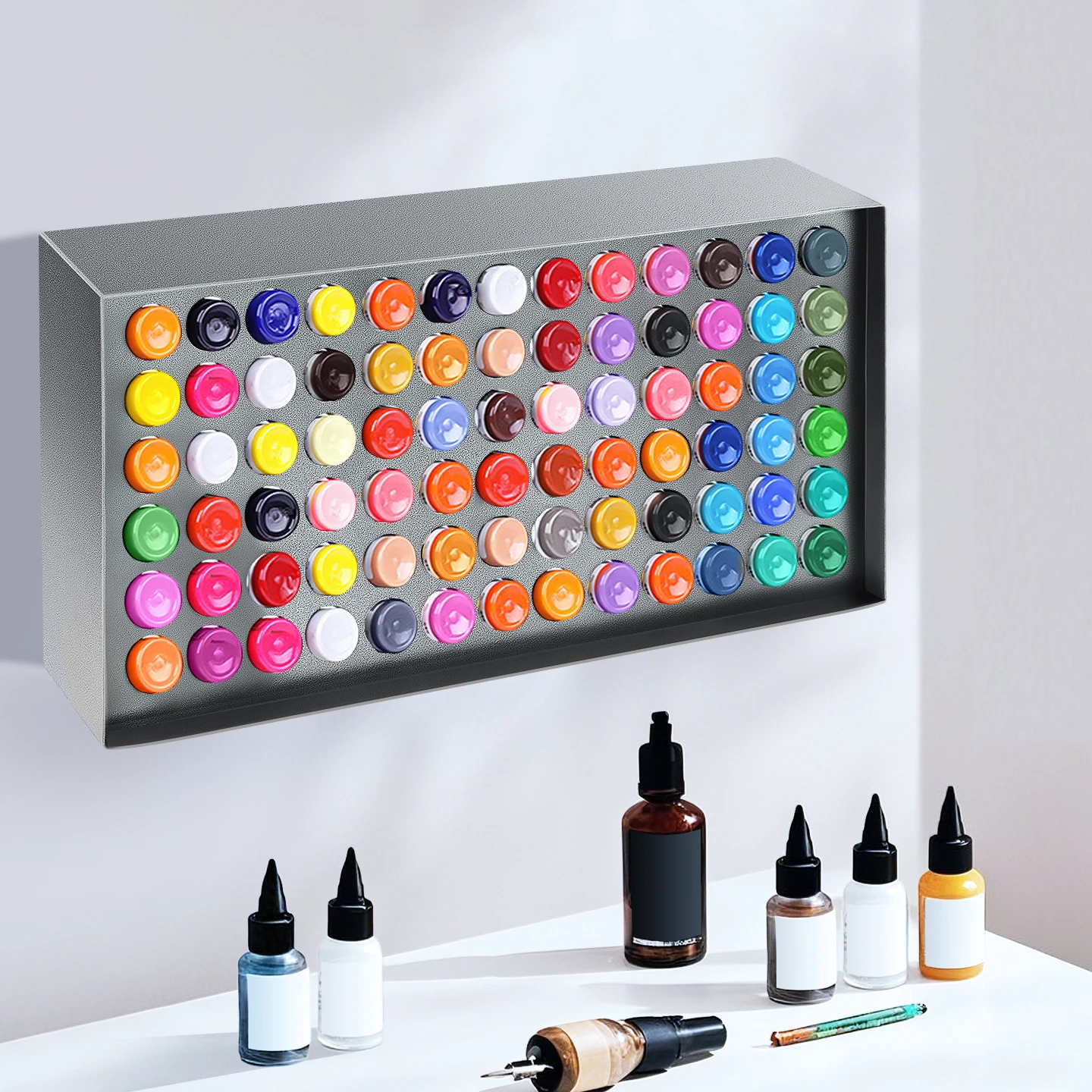 Diameter 3cm Tattoo Ink Holder Rack, Wall-mounted, Cartridge Organizer Vertical Display Stand for Pigment Bottle 78 Holes, Metal
Diameter 3cm Tattoo Ink Holder Rack, Wall-mounted, Cartridge Organizer Vertical Display Stand for Pigment Bottle 78 Holes, Metal