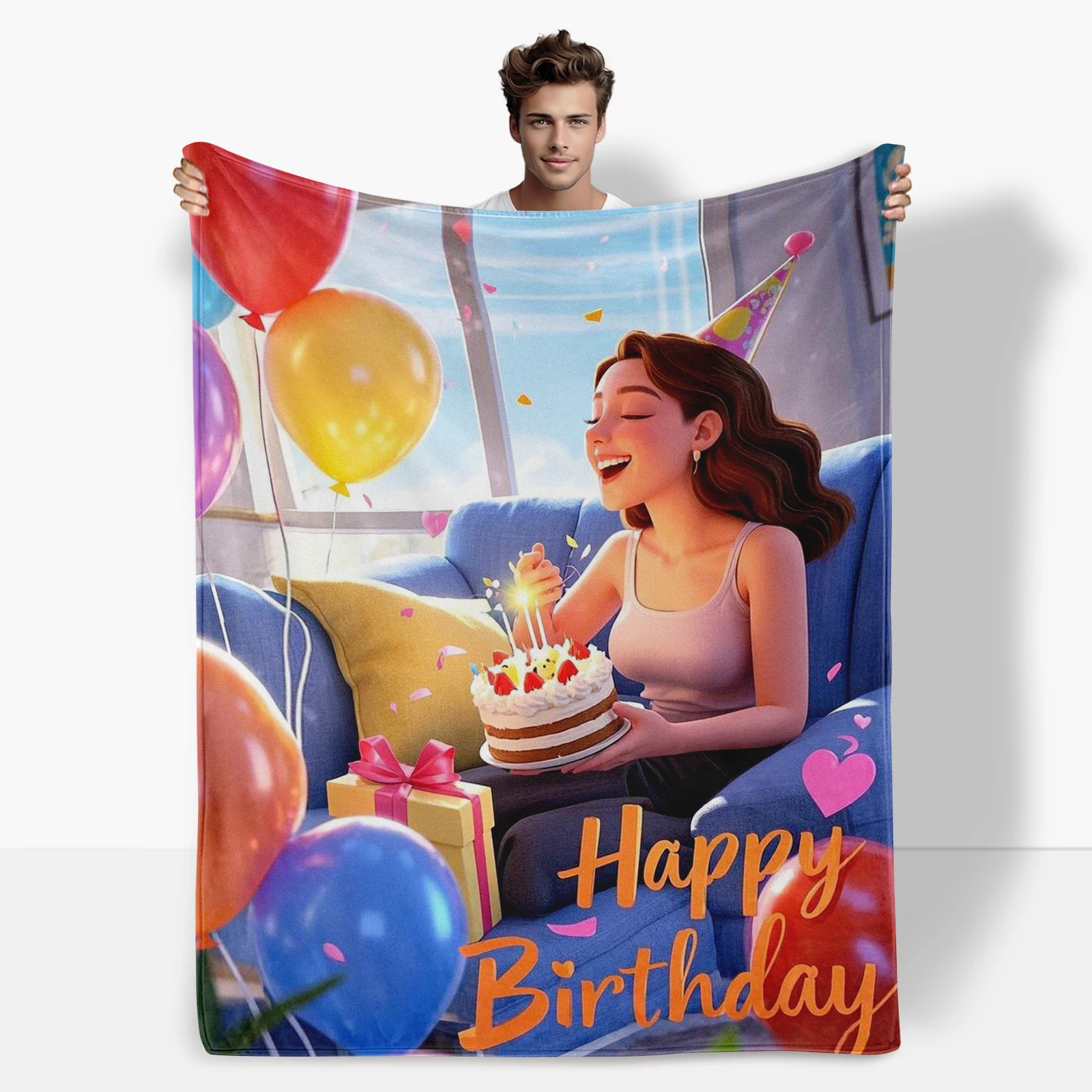 Fun Cartoon Characters And Gift Box Cake Balloon Theme Birthday Blanket Ideal For Kids
Fun Cartoon Characters And Gift Box Cake Balloon Theme Birthday Blanket Ideal For Kids