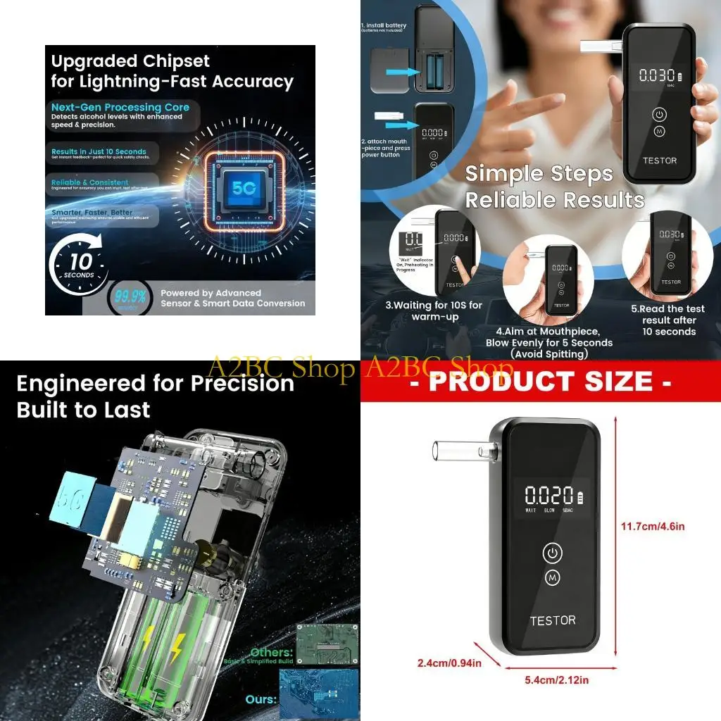 A2BC Accurate Portable Alcoholicity Tester 0.001% BAC Precise Lightweight for Easy Carry
A2BC Accurate Portable Alcoholicity Tester 0.001% BAC Precise Lightweight for Easy Carry