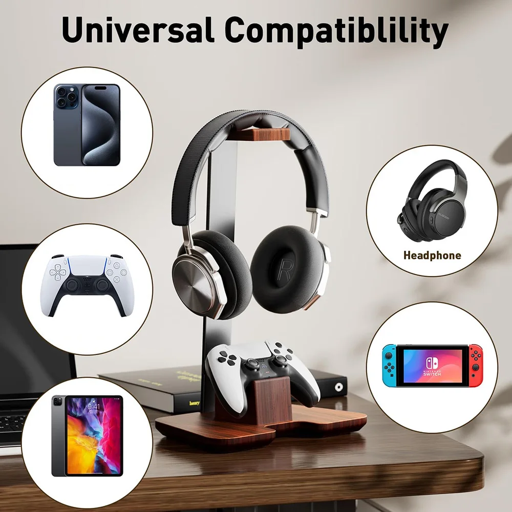 2 in 1 Wooden Headphone Stand with Game Controller Bracket Creative Home Wooden Integrated Handle Headphone Stand Storage Rack
2 in 1 Wooden Headphone Stand with Game Controller Bracket Creative Home Wooden Integrated Handle Headphone Stand Storage Rack