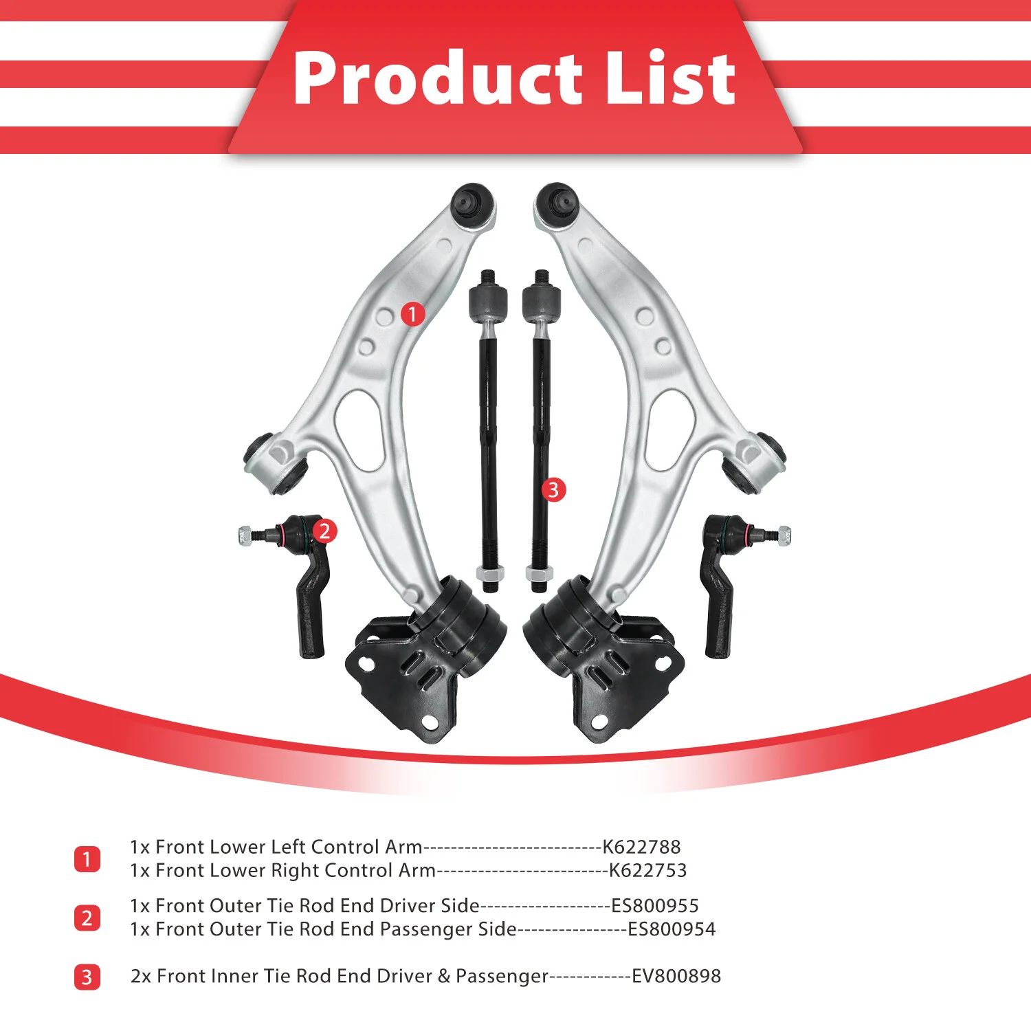 TOPICKSAP 6pcs Steering Suspension Kit Front Lower Control Arms & Ball Joint Tie Rods End Links for Ford C-Max Focus 2012 - 2017
TOPICKSAP 6pcs Steering Suspension Kit Front Lower Control Arms & Ball Joint Tie Rods End Links for Ford C-Max Focus 2012 - 2017
