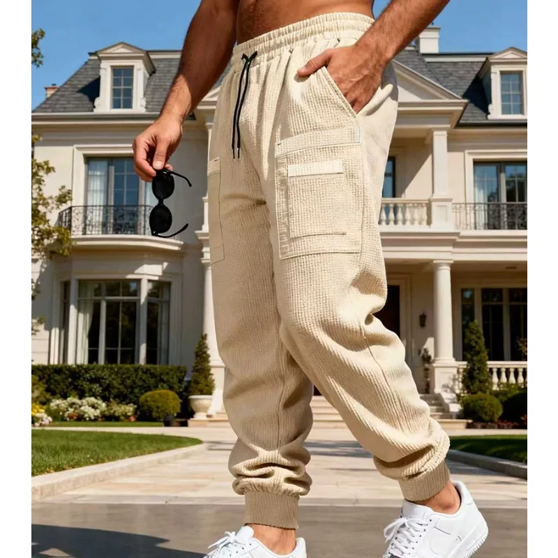 Men's Waffle Knit Joggers Casual Elastic Waist Drawstring Tapered Pants with Multiple Pockets Streetwear Trousers for Male
Men's Waffle Knit Joggers Casual Elastic Waist Drawstring Tapered Pants with Multiple Pockets Streetwear Trousers for Male