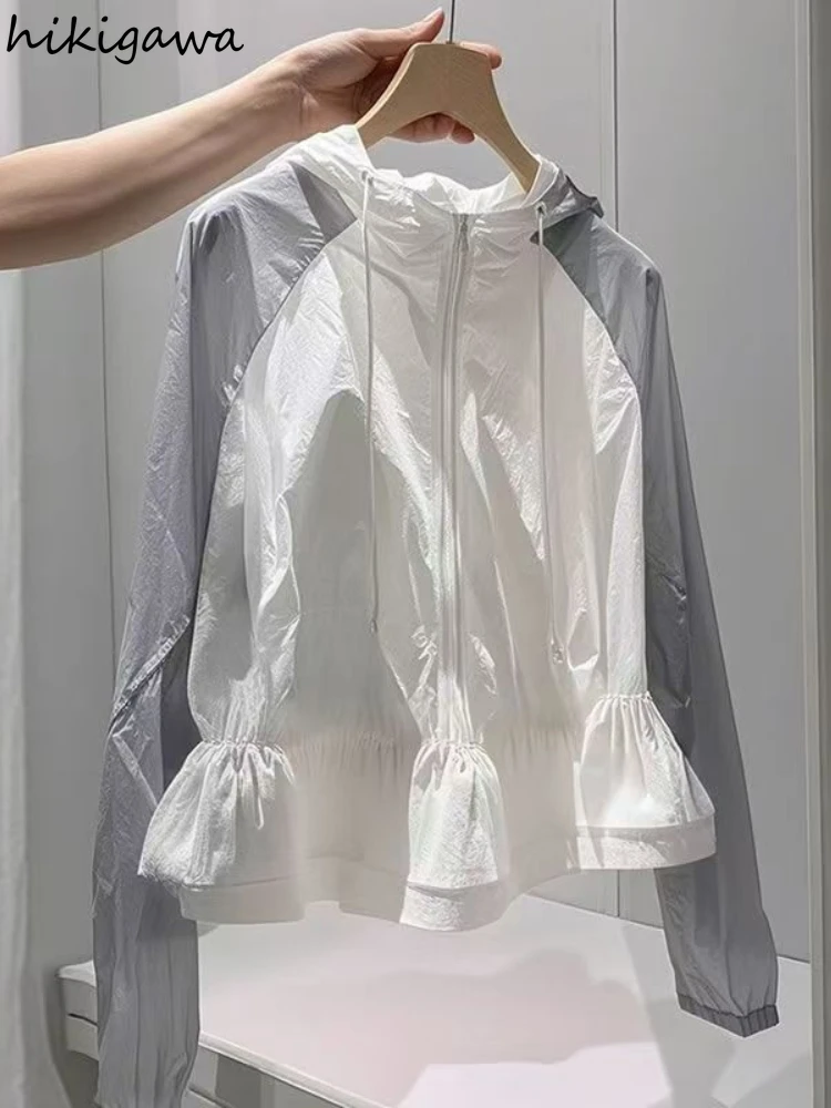 Streetwear Contrast Color Jackets Women's Clothes Hooded Zipper Casual Thin Outwear Slim Waist Fashion Summer Coat Y2k Tops
Streetwear Contrast Color Jackets Women's Clothes Hooded Zipper Casual Thin Outwear Slim Waist Fashion Summer Coat Y2k Tops