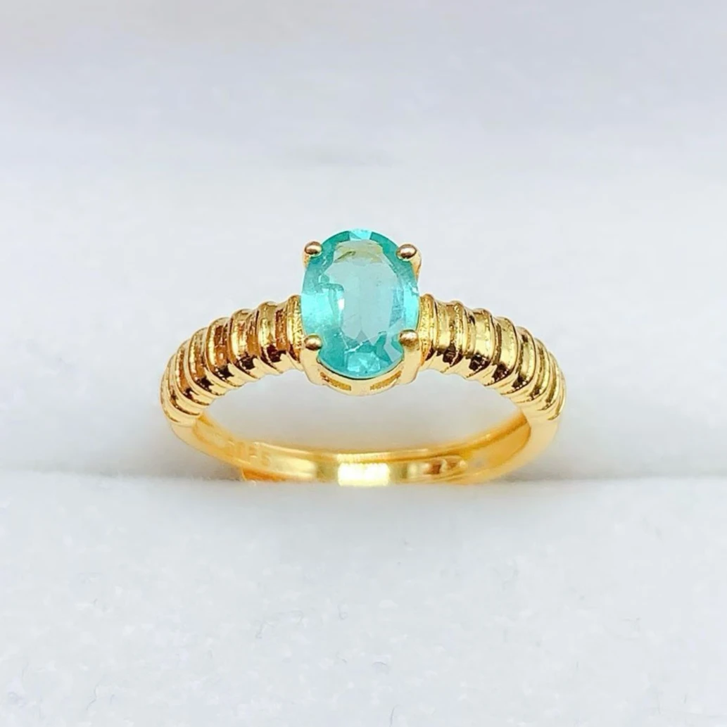 Natural Emerald Ring 925 Silver Gold Plated, 4x6mm Oval Cut Unique Ribbed Band with Certificate, Fine Jewelry Gift for Women
Natural Emerald Ring 925 Silver Gold Plated, 4x6mm Oval Cut Unique Ribbed Band with Certificate, Fine Jewelry Gift for Women