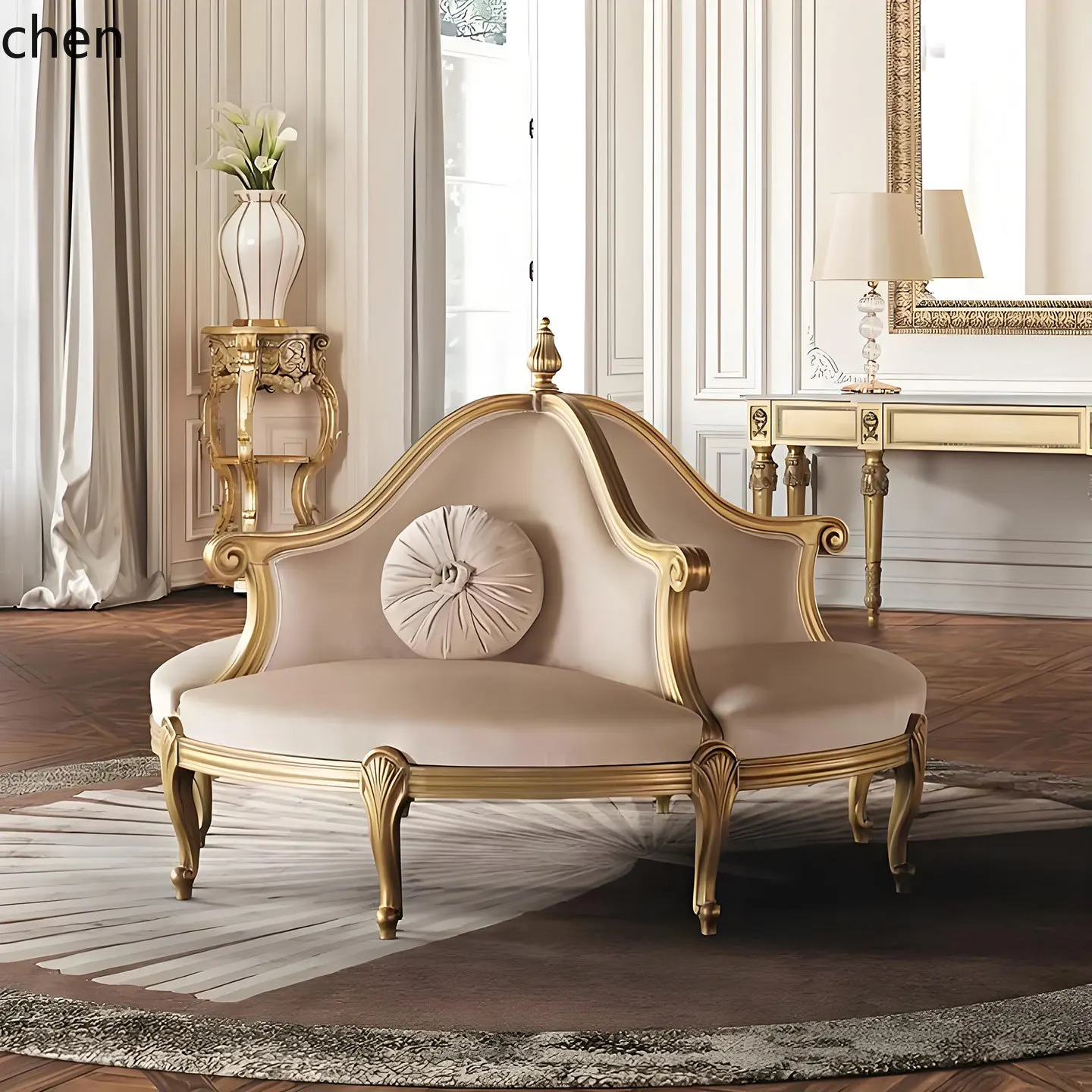 HXL round solid wood double-sided sofa retro hotel clubhouse photo studio image carved gold-painted sofa
HXL round solid wood double-sided sofa retro hotel clubhouse photo studio image carved gold-painted sofa