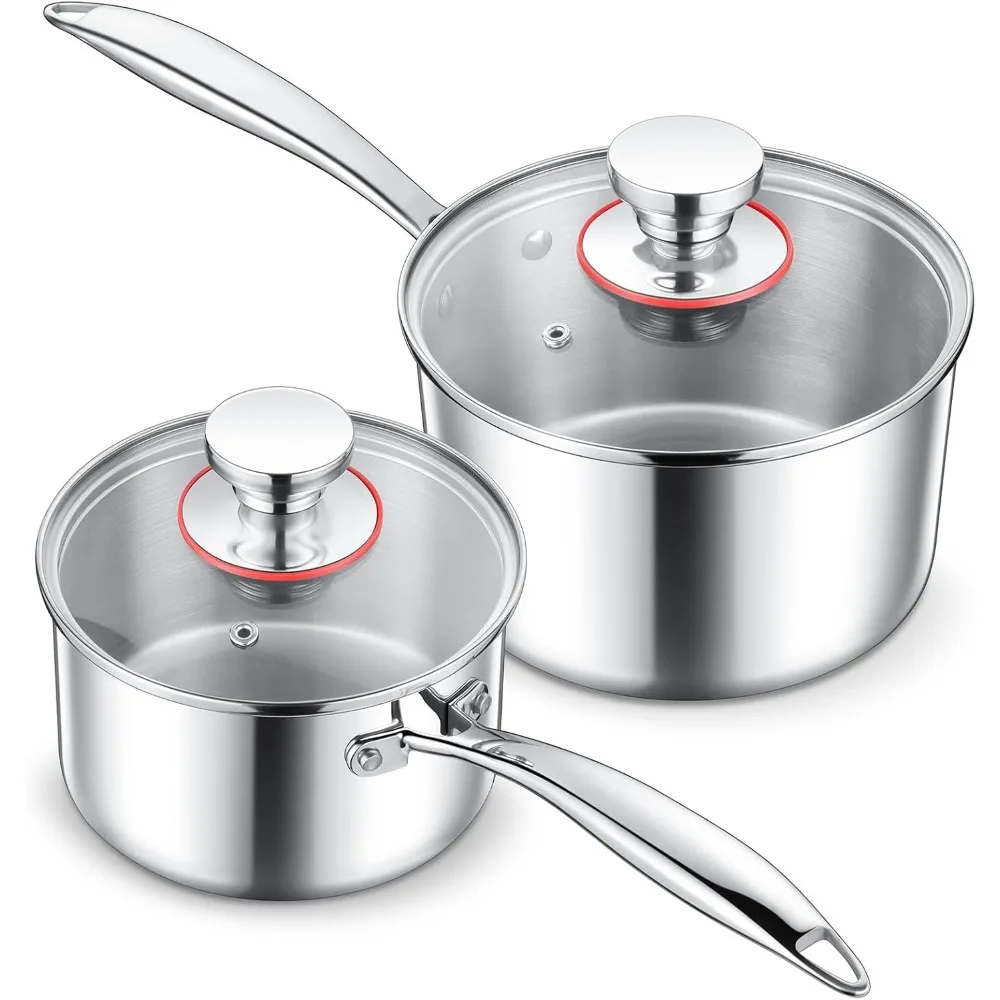 Stainless Steel Saucepan Set - 1Qt & 2 Qt, Triply Sauce Pan Pot with Lid for Cooking Pasta Warming Milk Boiling Water
Stainless Steel Saucepan Set - 1Qt & 2 Qt, Triply Sauce Pan Pot with Lid for Cooking Pasta Warming Milk Boiling Water