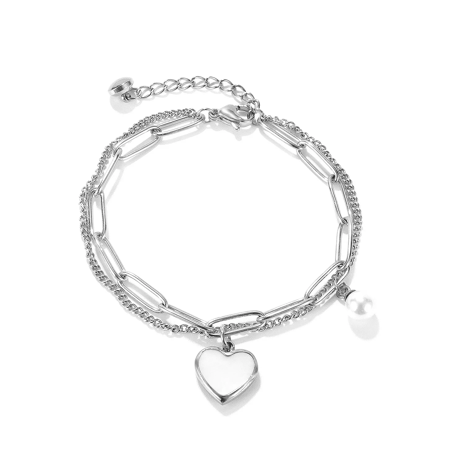 Fashion Female Stainless Steel Silver Rose Gold Color Heart Chain Bracelet Jewelry For Gift
Fashion Female Stainless Steel Silver Rose Gold Color Heart Chain Bracelet Jewelry For Gift