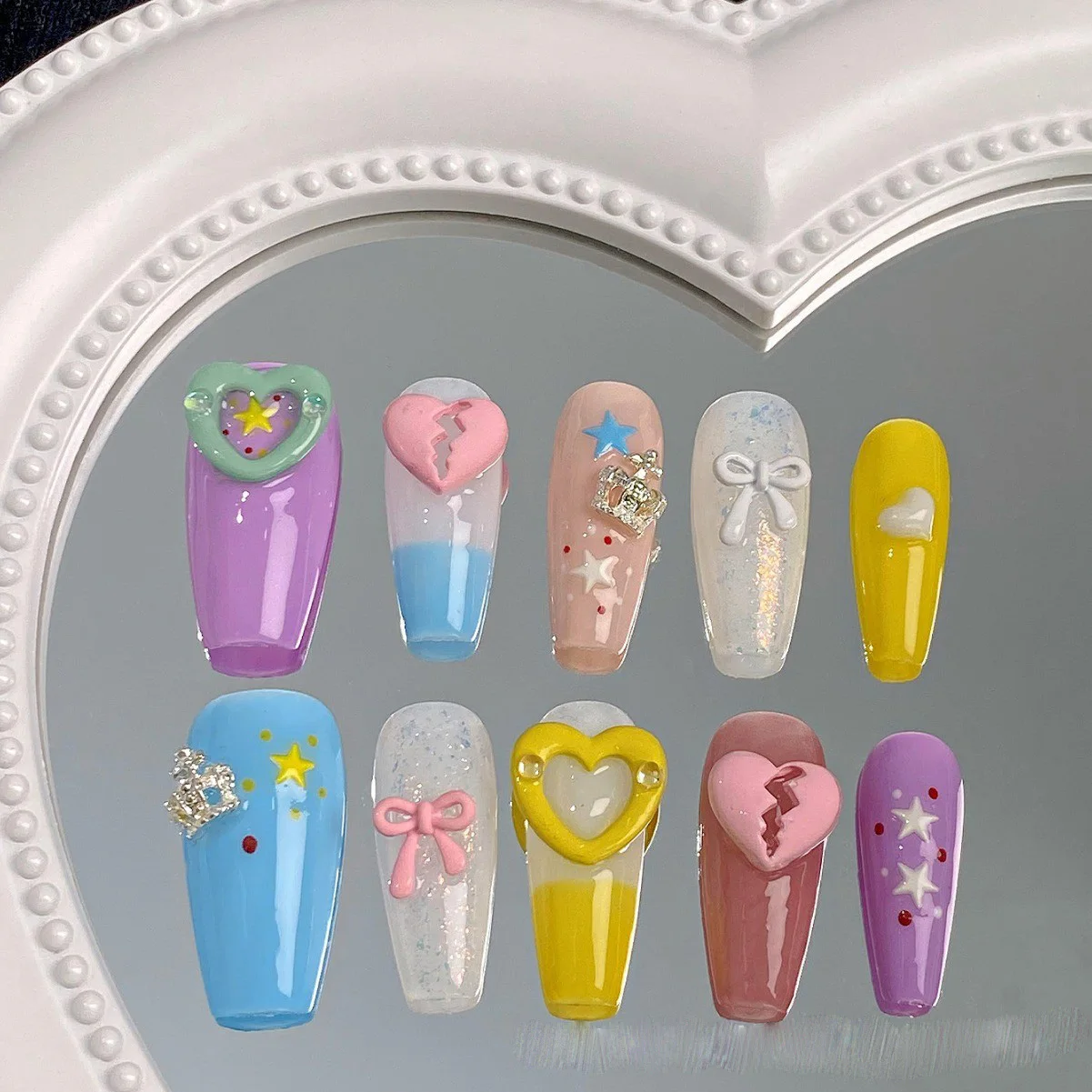 10pcs Summer Dopamine Y2K Nails Press On Nails Ballet Fake Nails Colorful Diamond French False Nails Finished Handmade Nail Art
10pcs Summer Dopamine Y2K Nails Press On Nails Ballet Fake Nails Colorful Diamond French False Nails Finished Handmade Nail Art