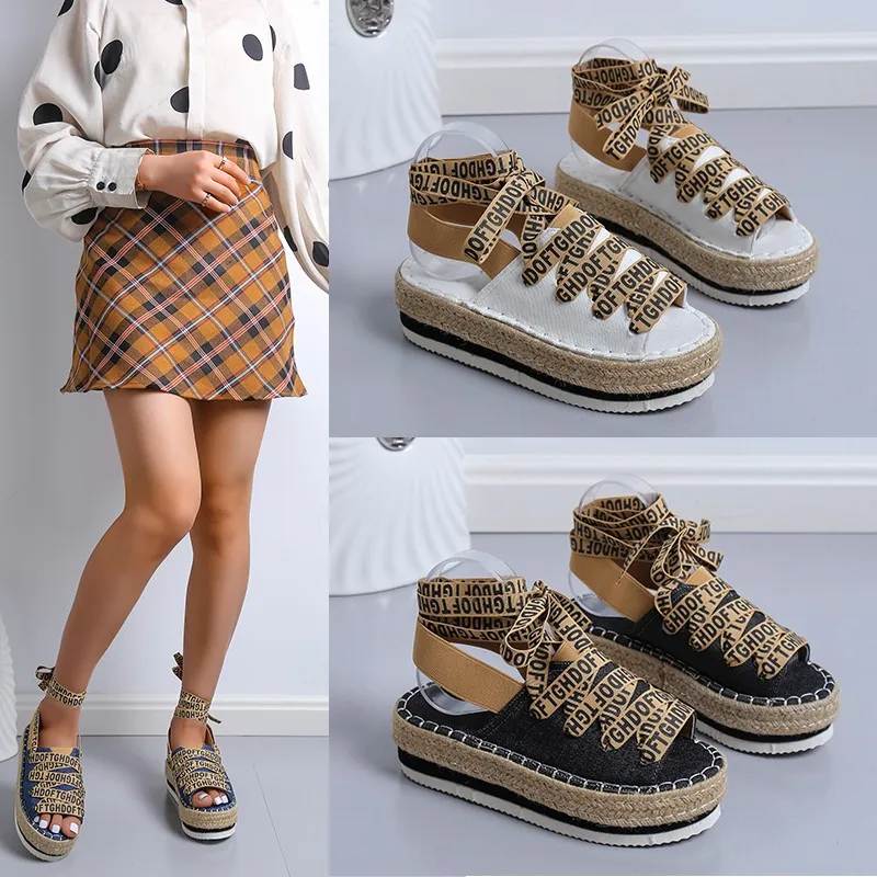 2022 Summer New Ladies Sandals Plus Size 43 Platform Sandals Wedge Casual Beach Shoes Ladies Flat Lace Up Ladies Espadrilles
2022 Summer New Ladies Sandals Plus Size 43 Platform Sandals Wedge Casual Beach Shoes Ladies Flat Lace Up Ladies Espadrilles