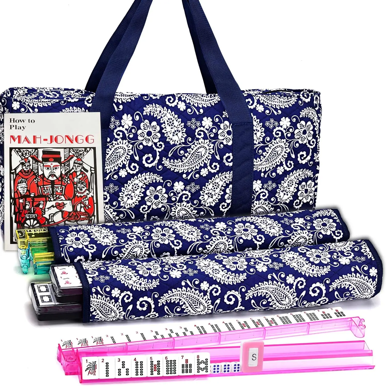 American Mahjong Set, Blue Paisley Bag, 166 Tiles, 4 Rack/Pushers, Complete Game
American Mahjong Set, Blue Paisley Bag, 166 Tiles, 4 Rack/Pushers, Complete Game