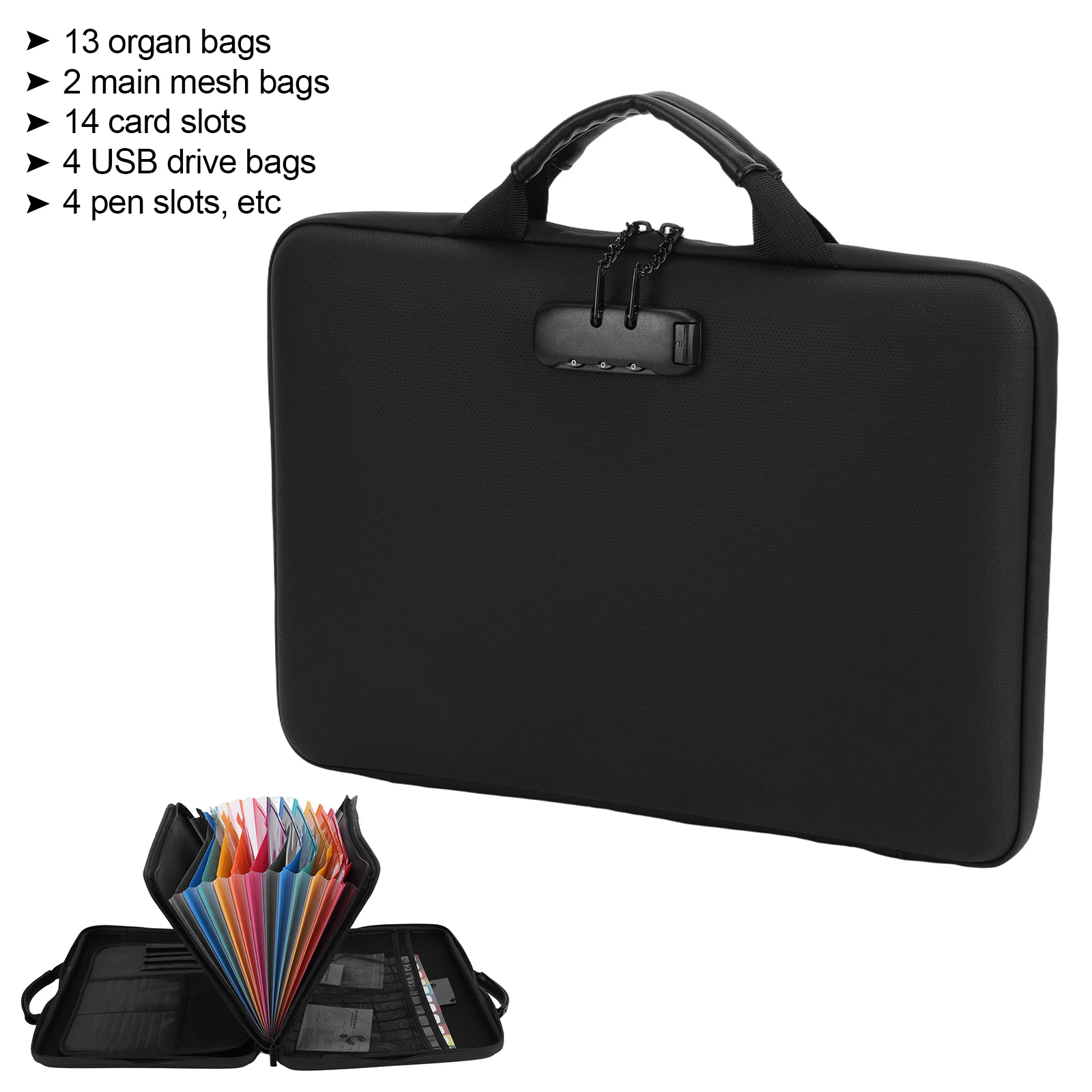 13 Accordion Pocket Fireproof Document Box with Lock Waterproof Briefcase Large Capacity for Offices Business Travel Meeting
13 Accordion Pocket Fireproof Document Box with Lock Waterproof Briefcase Large Capacity for Offices Business Travel Meeting