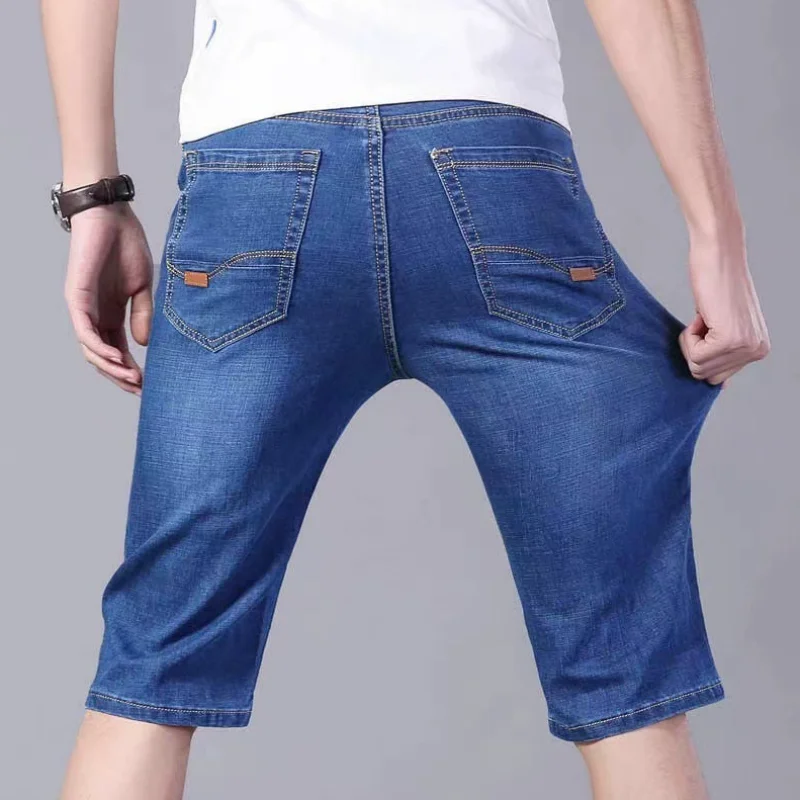 Mens Casual Knee Length Denim Shorts Elastic Straight Brand Cotton Jeans Street Style Fashion Solid Color Short Jeans
Mens Casual Knee Length Denim Shorts Elastic Straight Brand Cotton Jeans Street Style Fashion Solid Color Short Jeans