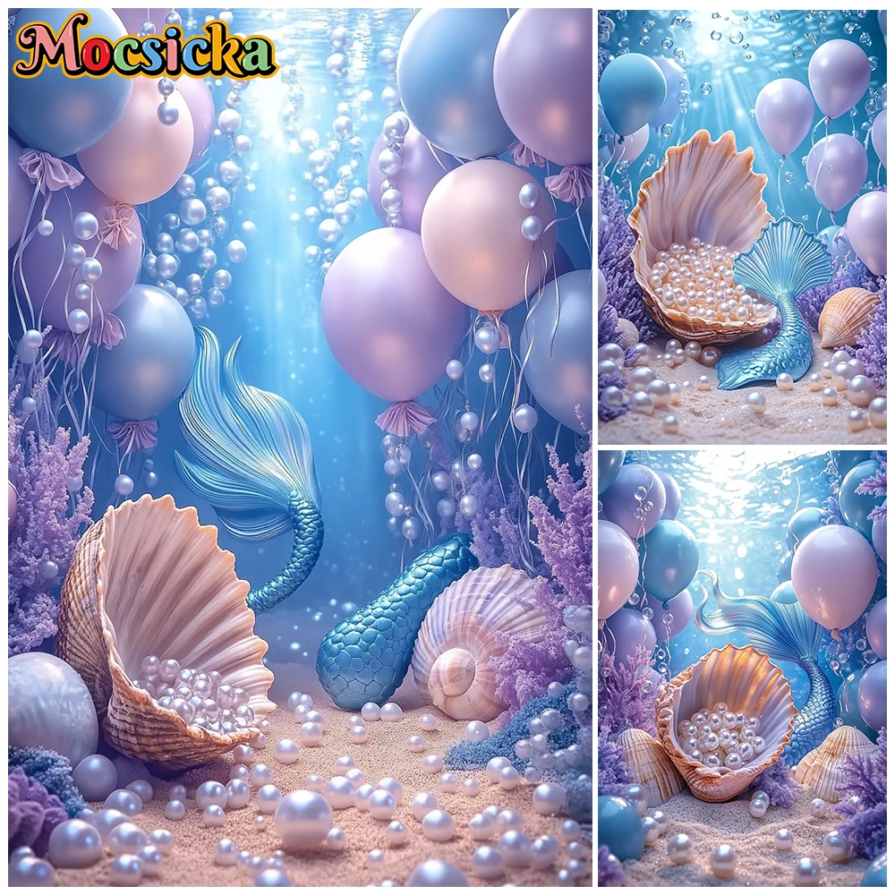 Mocsicka Mermaid Tail Underwater Photo Backdrop Pastel Balloons Pearl Seashell Kids Party Photography Background Studio Banner
Mocsicka Mermaid Tail Underwater Photo Backdrop Pastel Balloons Pearl Seashell Kids Party Photography Background Studio Banner