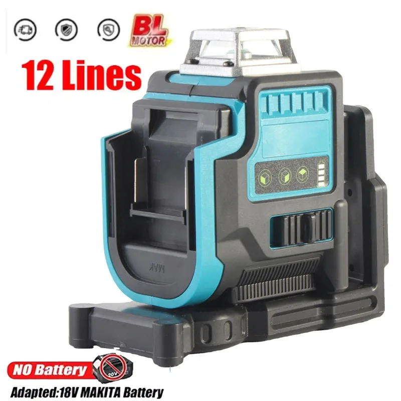12 Lines Laser Level 3D Horizontal & Vertical Green Beams Meter Self-Leveling Tools for Makita 18V Battery
12 Lines Laser Level 3D Horizontal & Vertical Green Beams Meter Self-Leveling Tools for Makita 18V Battery