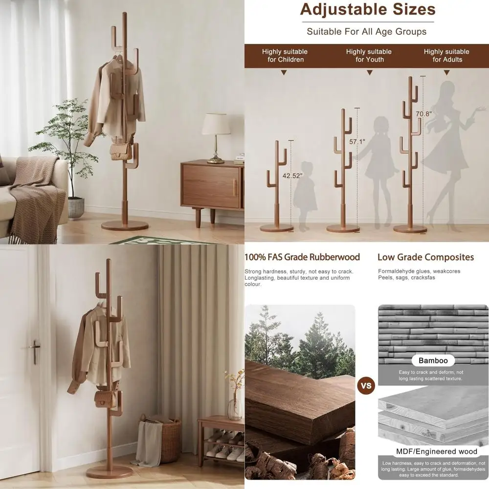 Вешалка-стойка на 6 крючков из орехового дерева, регулируемая, для прихожей, гостиной, спальни и сумок
Вешалка-стойка на 6 крючков из орехового дерева, регулируемая, для прихожей, гостиной, спальни и сумок