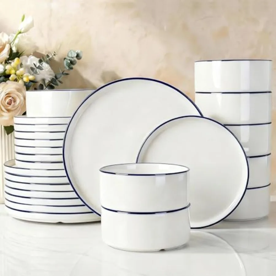 Porcelain Dinnerware Set, 24-Piece Modern Plate and Bowl Set, dish set for 8, Microwave and Dishwasher Safe Tableware
Porcelain Dinnerware Set, 24-Piece Modern Plate and Bowl Set, dish set for 8, Microwave and Dishwasher Safe Tableware