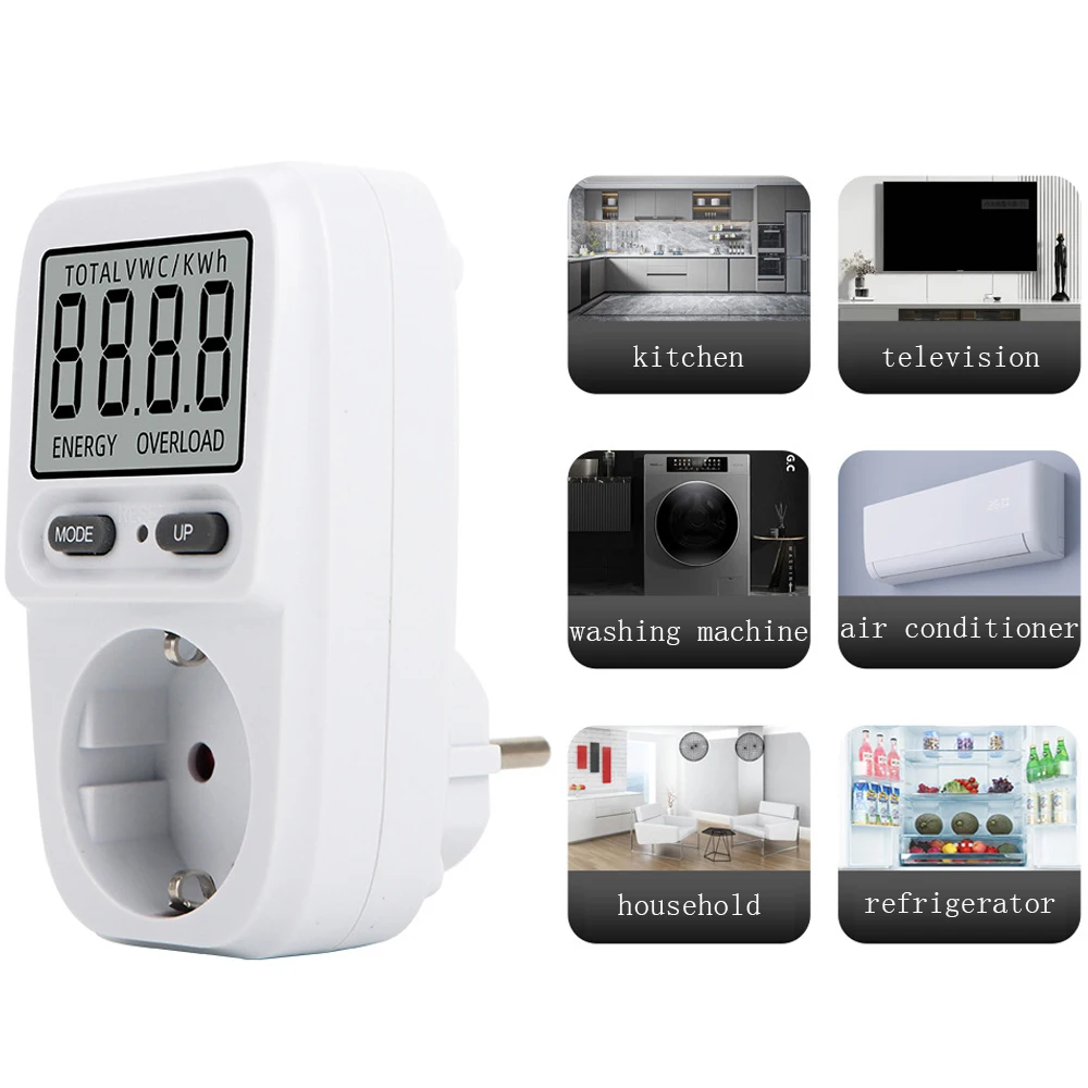 AC 230V EU Digital LCD Power Meter Wattmeter Socket Energy Meter Socket Electric Tester Kwh Measuring Outlet Power Analyzer
AC 230V EU Digital LCD Power Meter Wattmeter Socket Energy Meter Socket Electric Tester Kwh Measuring Outlet Power Analyzer