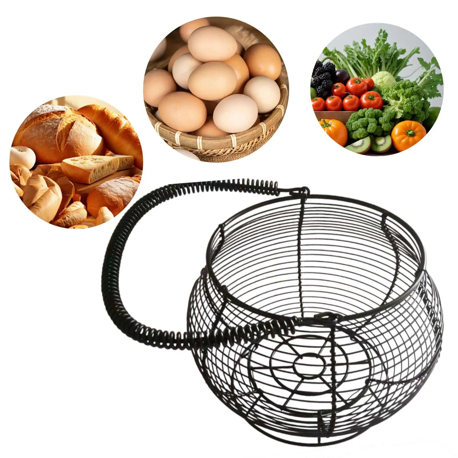 Metal Wire Egg Basket for Gathering Fresh Eggs Container Rustic Countertop Holder Egg Collecting Basket Round for Food Fruits
Metal Wire Egg Basket for Gathering Fresh Eggs Container Rustic Countertop Holder Egg Collecting Basket Round for Food Fruits