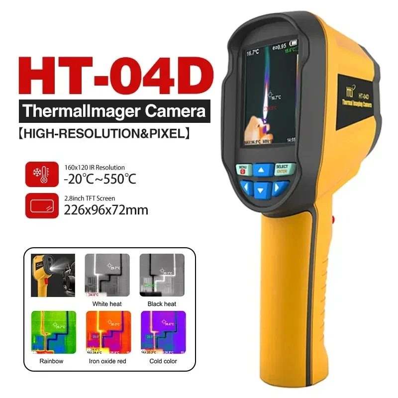 ANDRU HT-04D Handheld Thermal Imager 160*120Resolution Infrared Camera Waterproof Industrial Detect Floor Heating Repair
ANDRU HT-04D Handheld Thermal Imager 160*120Resolution Infrared Camera Waterproof Industrial Detect Floor Heating Repair