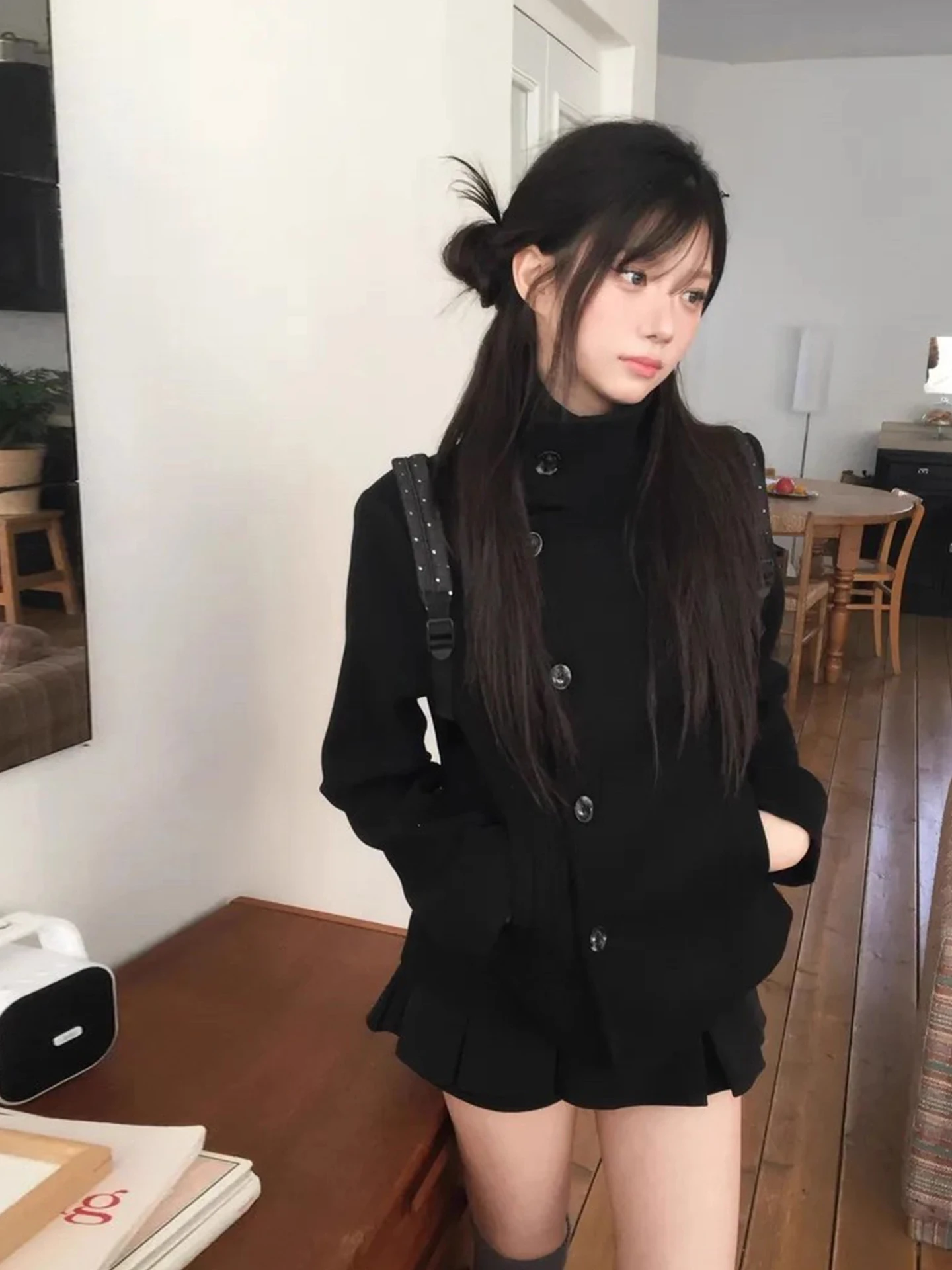 Academy Sle Single-Button Bla Woolen Coat Women's Winter Slimming Waistcoat Long Sve Flip Collar Midi Length Coat
Academy Sle Single-Button Bla Woolen Coat Women's Winter Slimming Waistcoat Long Sve Flip Collar Midi Length Coat