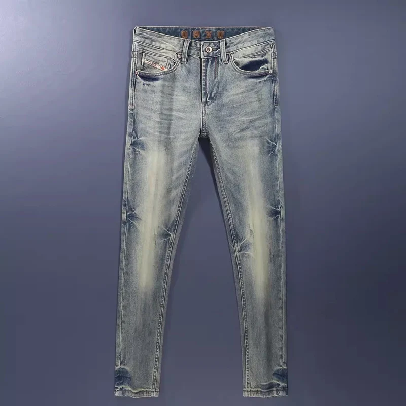 Italian Style Fashion Men Jeans High Quality Retro Washed Blue Stretch Slim Fit Ripped Jeans Men Vintage Designer Denim Pants
Italian Style Fashion Men Jeans High Quality Retro Washed Blue Stretch Slim Fit Ripped Jeans Men Vintage Designer Denim Pants