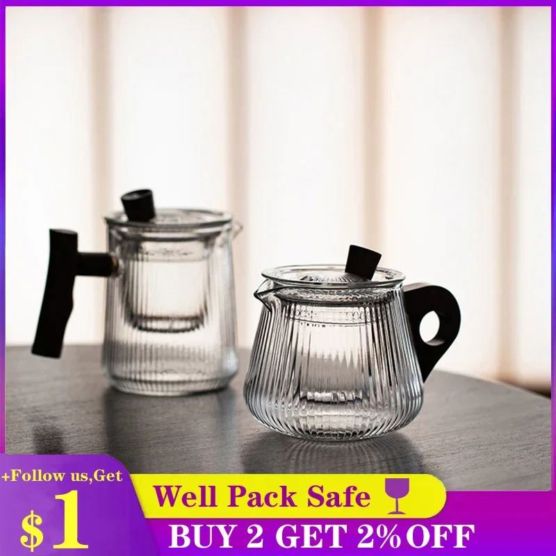 Термостойкий стеклянный чайник в полоску с деревянной ручкой, китайский чайный сервиз кунг-фу, церемония, бытовые силиконовые чашки для чая с высоким содержанием бора
Термостойкий стеклянный чайник в полоску с деревянной ручкой, китайский чайный сервиз кунг-фу, церемония, бытовые силиконовые чашки для чая с высоким содержанием бора