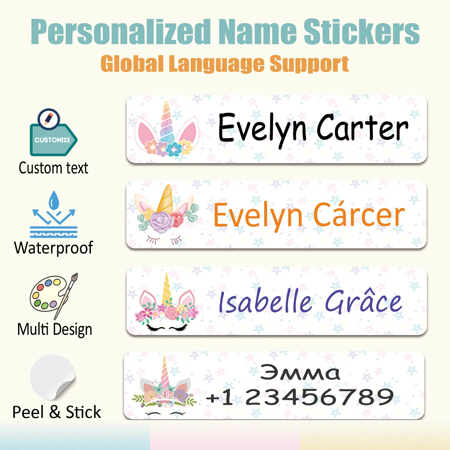 Unicorns - Personalized Name Labels Custom Waterproof Stickers Stick on Tag Kids Teacher Parents School Daycare Camp Pack
Unicorns - Personalized Name Labels Custom Waterproof Stickers Stick on Tag Kids Teacher Parents School Daycare Camp Pack