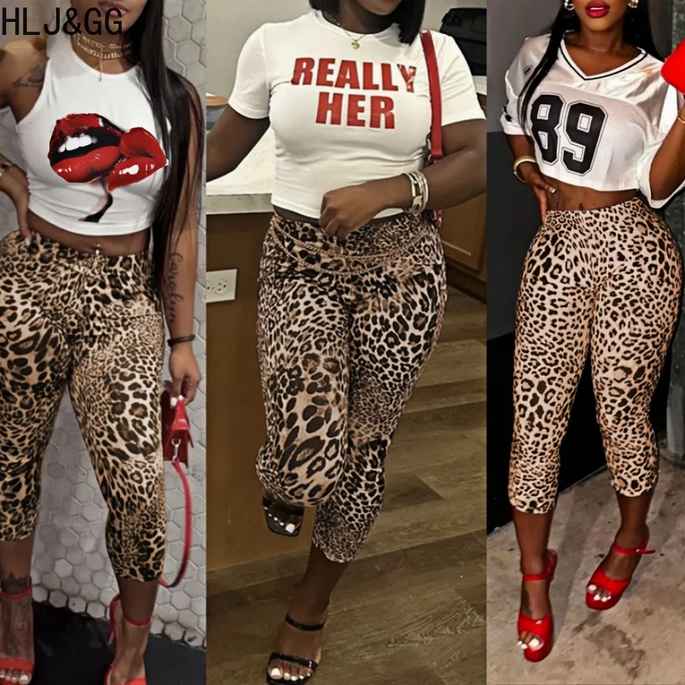 HLJ&GG Trendy Women's Graphic Tshirts Two Piece Sets Women O Neck Short Sleeve Slim Crop Top And Leopard Pants Outfit Streetwear
HLJ&GG Trendy Women's Graphic Tshirts Two Piece Sets Women O Neck Short Sleeve Slim Crop Top And Leopard Pants Outfit Streetwear