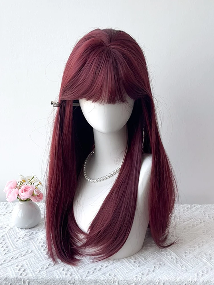 Red Wig With Bangs long Straight Hair Wigs 28inch Synthetic Wig For Woman Cosplay Heat Resistant Fibers Lolita Wigs
Red Wig With Bangs long Straight Hair Wigs 28inch Synthetic Wig For Woman Cosplay Heat Resistant Fibers Lolita Wigs
