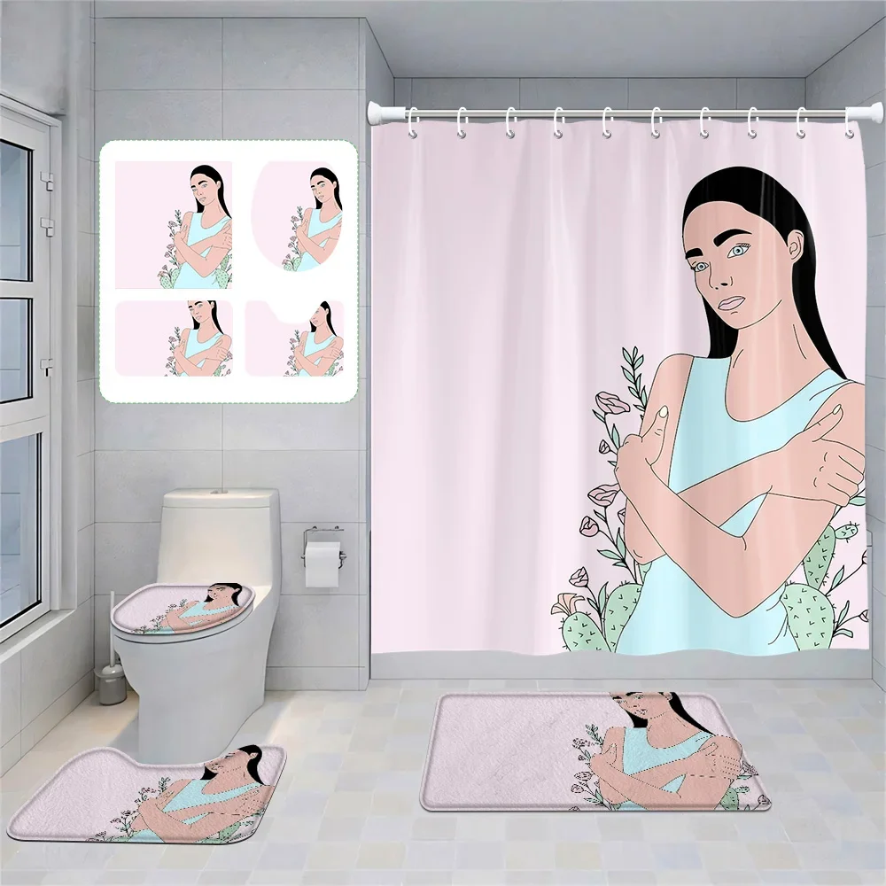 Ins Internet Popular Bathroom Three-piece Shower Curtain Toilet Mat Door Mat Nordic Style suit Fashion Illustration Decoration
Ins Internet Popular Bathroom Three-piece Shower Curtain Toilet Mat Door Mat Nordic Style suit Fashion Illustration Decoration