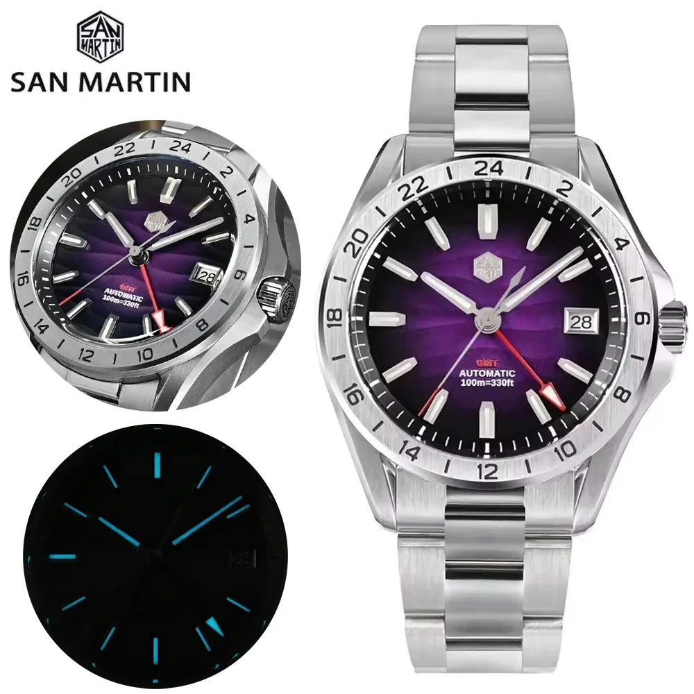 San Martin SN0129 39 мм GMT часы фиолетовый пустынный текстурный циферблат NH34 механизм сапфировый водонепроницаемый 39 мм автоматические механические часы
San Martin SN0129 39 мм GMT часы фиолетовый пустынный текстурный циферблат NH34 механизм сапфировый водонепроницаемый 39 мм автоматические механические часы