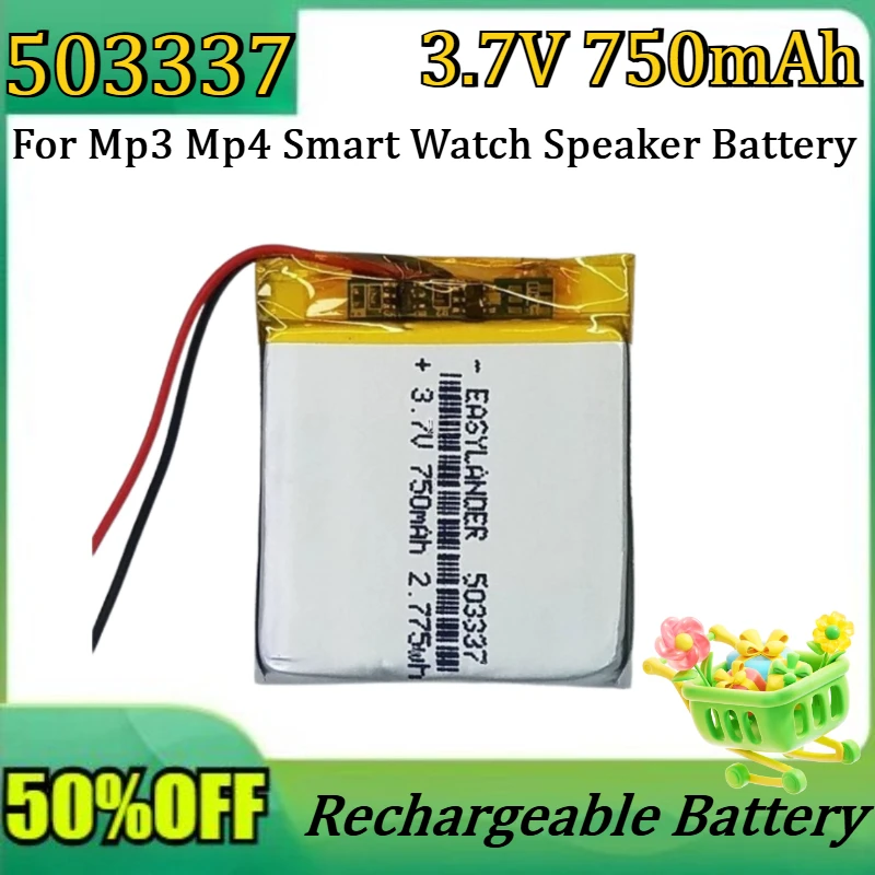 New 3.7V 750mAh 503337 Polymer Lithium Battery For Mp3 Mp4 Smart Watch Speaker Battery
New 3.7V 750mAh 503337 Polymer Lithium Battery For Mp3 Mp4 Smart Watch Speaker Battery