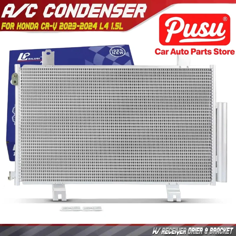 PUSU AC A/C Condenser w/ Receiver Drier & Bracket for Honda CR-V 2023-2024 L4 1.5L HO3030176, 30249, 801003A0A01 80100-3A0-A01
PUSU AC A/C Condenser w/ Receiver Drier & Bracket for Honda CR-V 2023-2024 L4 1.5L HO3030176, 30249, 801003A0A01 80100-3A0-A01