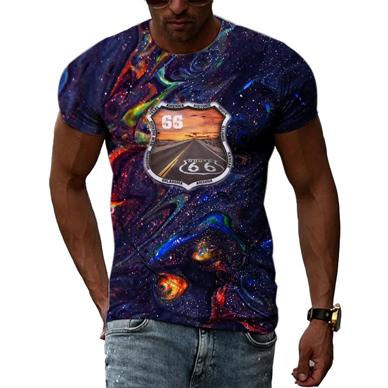 Route 66 Summer T-shirts For Man Print Hip Hop Tees Personality Round Neck Short Sleeve Tops Fashion Leisure Natural Scenery
Route 66 Summer T-shirts For Man Print Hip Hop Tees Personality Round Neck Short Sleeve Tops Fashion Leisure Natural Scenery