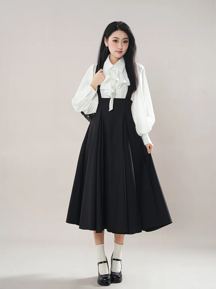 NONSAR Japanese Lolita Gothic Style Latern Long Sleeved Shirt + New Slim High Waist Black Suspenders Skirt Sweet Two Piece Sets
NONSAR Japanese Lolita Gothic Style Latern Long Sleeved Shirt + New Slim High Waist Black Suspenders Skirt Sweet Two Piece Sets