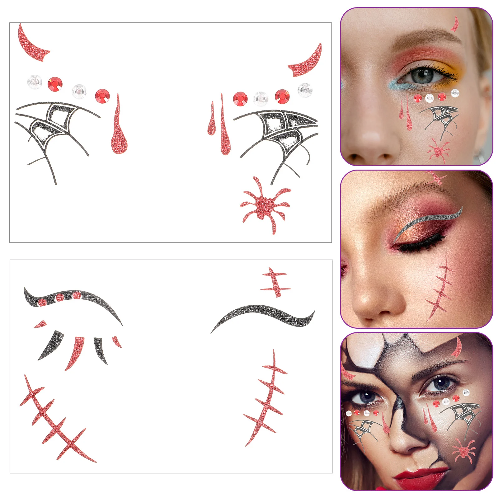 2 Sheets Halloween Face Stickers Rhinestone Temporary Tattoos Makeup Party Supplies Cosplay Face Stickers Tattoos for
2 Sheets Halloween Face Stickers Rhinestone Temporary Tattoos Makeup Party Supplies Cosplay Face Stickers Tattoos for