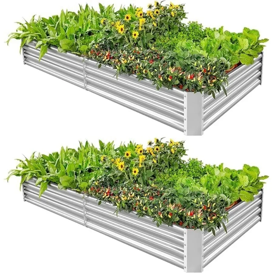 2 Pack 8×4×1ft Galvanized Metal Raised Garden Bed Metal Planter Kit Box Outdoor for Deep-Rooted Vegetables Flowers Green and He
2 Pack 8×4×1ft Galvanized Metal Raised Garden Bed Metal Planter Kit Box Outdoor for Deep-Rooted Vegetables Flowers Green and He