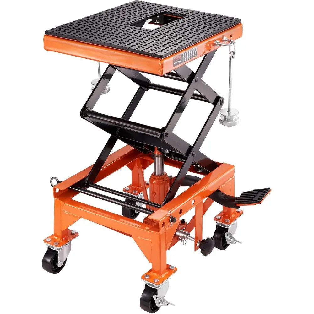 Hydraulic Motorcycle Lift Table, 350 lbs Capacity Scissor Jack Lift with Wide Deck, J-Hooks, 4 Wheels, Hydraulic Foot-Operated J
Hydraulic Motorcycle Lift Table, 350 lbs Capacity Scissor Jack Lift with Wide Deck, J-Hooks, 4 Wheels, Hydraulic Foot-Operated J
