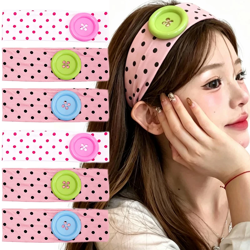 Summer Dopamine Large Button Polka Dot Headband Fashion Sweet Cute Elastic Headband Sports Fitness Sweat-absorbent Hairband Girl
Summer Dopamine Large Button Polka Dot Headband Fashion Sweet Cute Elastic Headband Sports Fitness Sweat-absorbent Hairband Girl