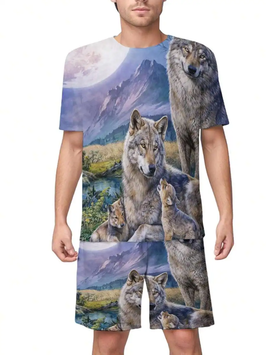 Men Short Sleeve T-Shirt Wolf Print Digital Printing Casual Summer Tee
Men Short Sleeve T-Shirt Wolf Print Digital Printing Casual Summer Tee