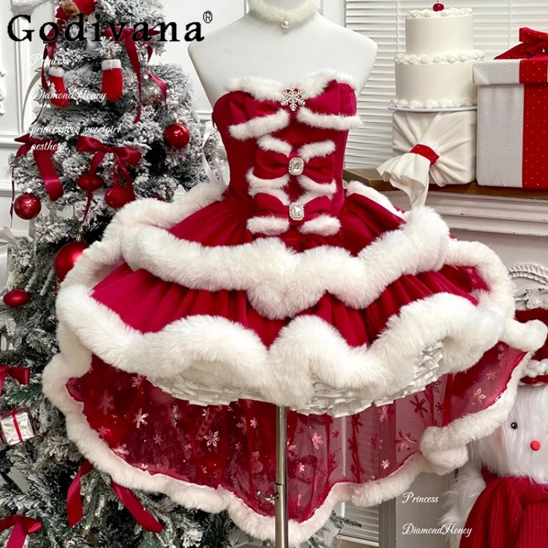 Beautiful Christmas Festival Dress for Women Christmas New Year Princess Dress Female Japanese Style Lolita Strapless Dress
Beautiful Christmas Festival Dress for Women Christmas New Year Princess Dress Female Japanese Style Lolita Strapless Dress