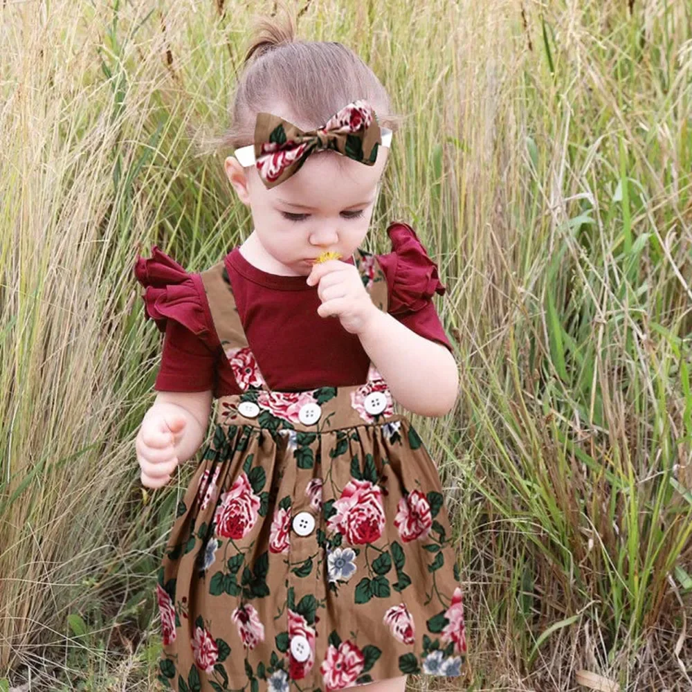 Summer Fashion Infant Baby Girls Clothing Set + Suspender Skirt 3 Pieces sets Newborn Baby Clothing Outfits 0-24 Months
Summer Fashion Infant Baby Girls Clothing Set + Suspender Skirt 3 Pieces sets Newborn Baby Clothing Outfits 0-24 Months