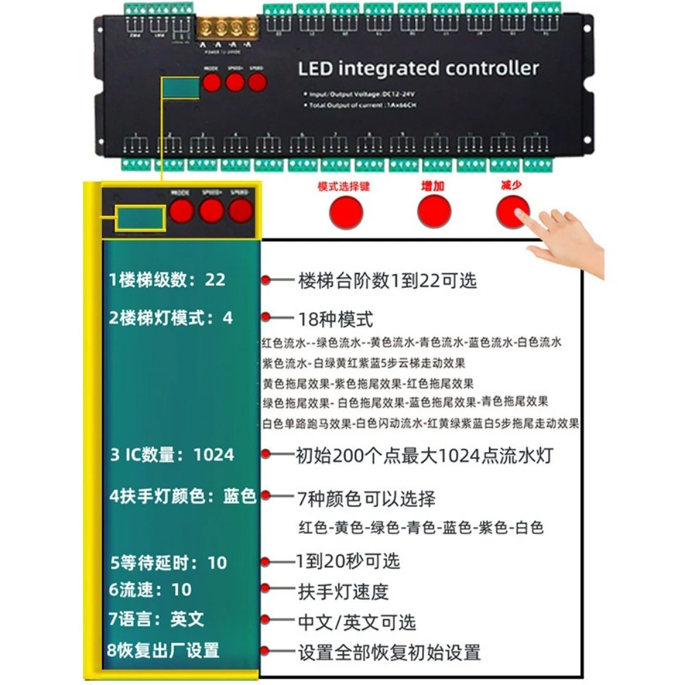 Intelligent colorful led stair step controller human body induction light with step light ladder 12v
Intelligent colorful led stair step controller human body induction light with step light ladder 12v