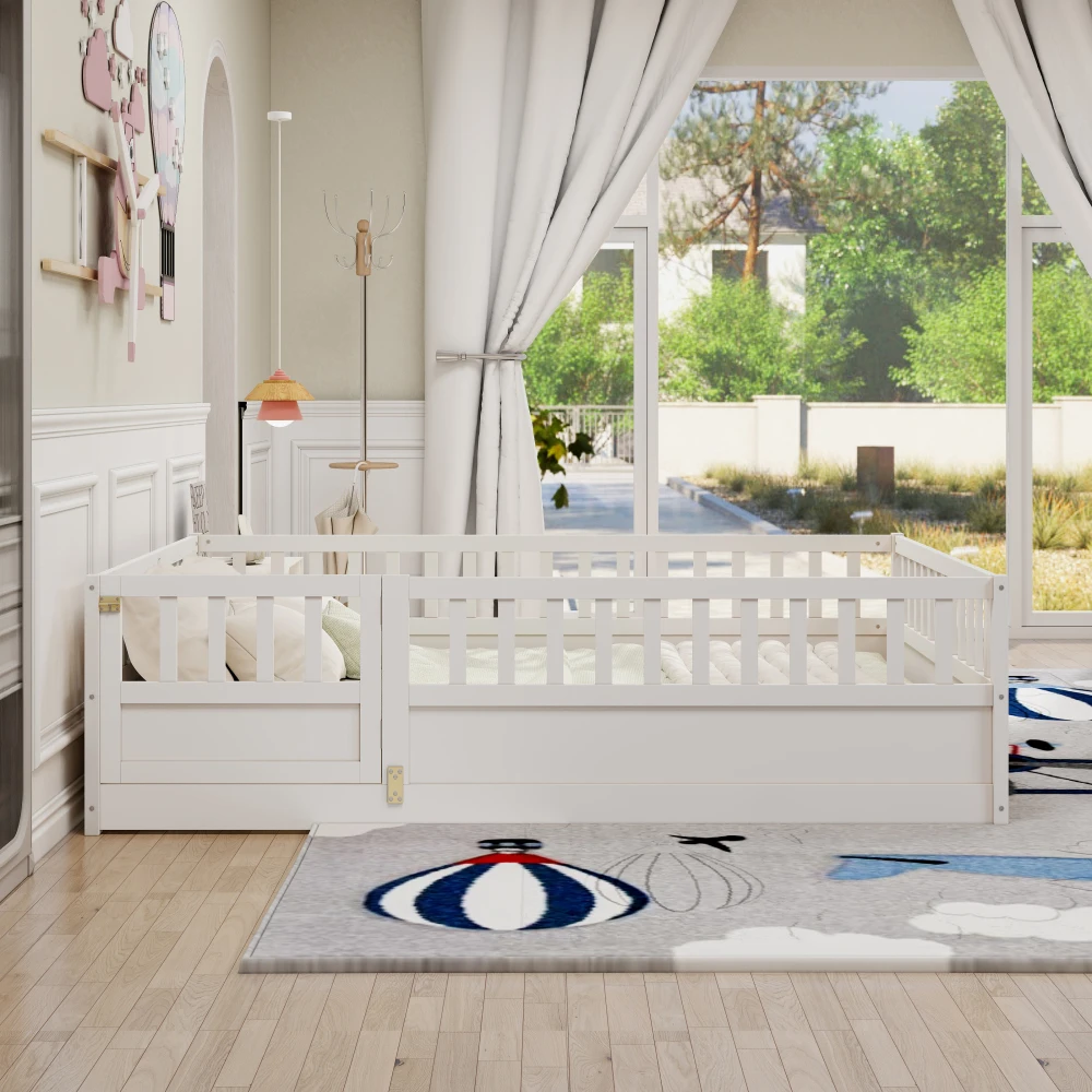 Full Size Floor Bed: Integral Build, High Security Barrier & Door, Montessori Wooden, Slat White (Patented)
Full Size Floor Bed: Integral Build, High Security Barrier & Door, Montessori Wooden, Slat White (Patented)