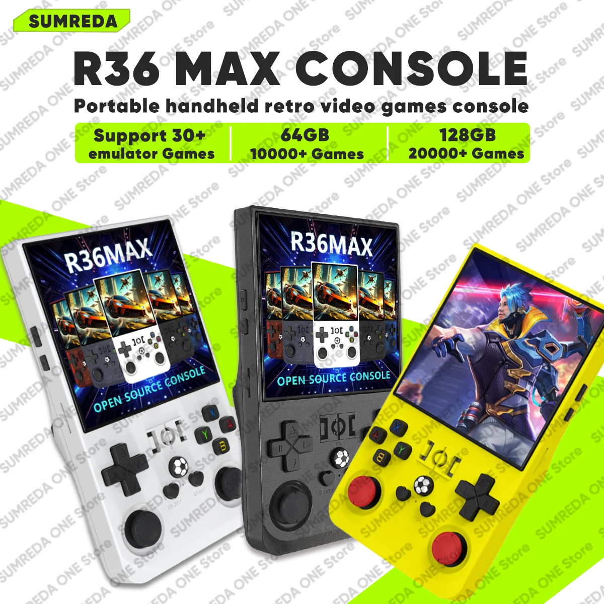 SUMREDA R36 Max Ретро игровая консоль 4,0-дюймовый IPS-экран Ручной игровой эмулятор консоли Портативный карманный игровой плеер
SUMREDA R36 Max Ретро игровая консоль 4,0-дюймовый IPS-экран Ручной игровой эмулятор консоли Портативный карманный игровой плеер